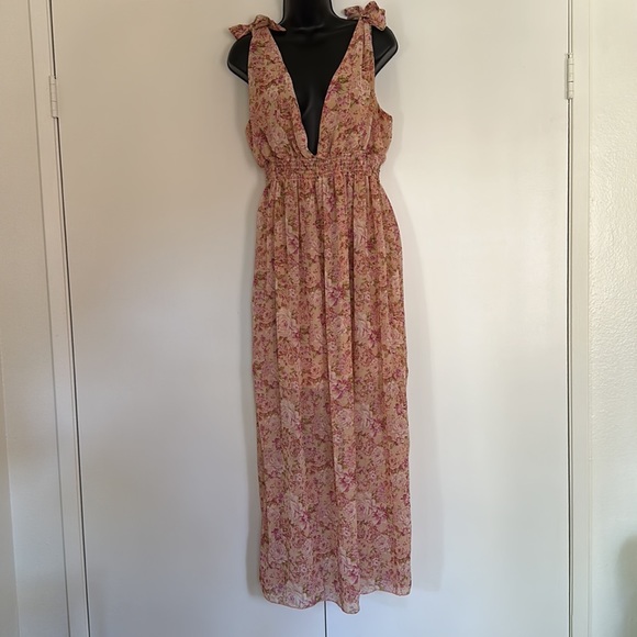 Forever 21 Dusty Pink Floral Sheer Maxi Dress - Picture 6 of 8